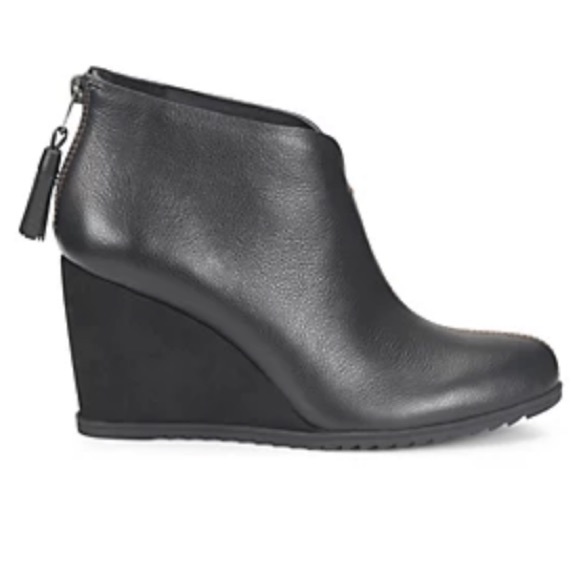 KorkEase Shoes Kork Ease Korks Haldor Black Leather Wedge Bootie